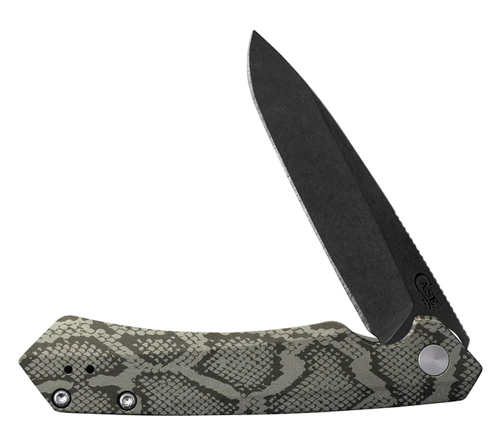 CASE XX Embellished OD Green SNAKE SKIN Anodized Aluminum Kinzua with DLC Spear Blade 64636