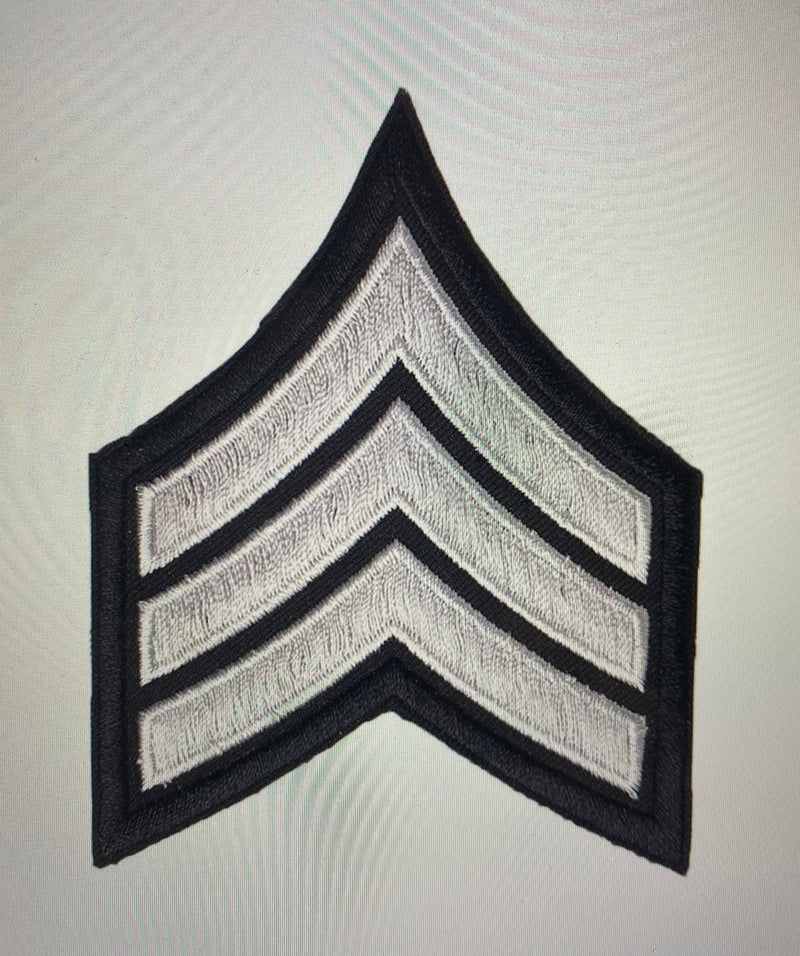 Hero's Pride Sergeant Patch - 3" Wide - Medium Grey on Black (Pair)