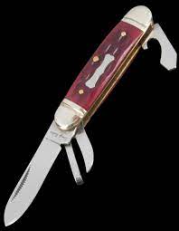 ROUGH RIDER MINI SCOUT FOLDING BLADES SCREWDRIVER RED BONE HANDLE KNIFE 1291