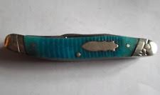 ROUGH RYDER BLACK & BLUE JIGGED BONE STOCKMAN FOLDING KNIFE