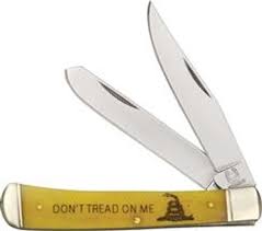 Rough Ryder RR1381 Trapper Don't Tread On Me, Stainless Steel, Yellow Smooth Bone Handle