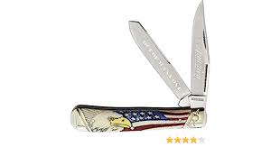 ROUGH RYDER AMERICA CARVED BONE TRAPPER FOLDING KNIFE