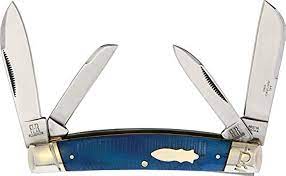 ROUGH RYDER BLACK & BLUE JIGGED BONE CONGRESS FOLDING KNIFE