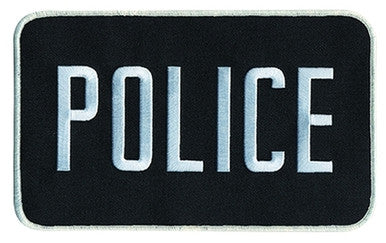 Police Back Patch, Hook, Grey/Black, 9x5"