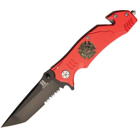 Rough Rider 1812 Firefighter Part Serrated Tanto Point Linerlock Folding Pocket Knife