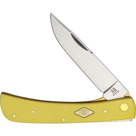 Rough Rider 1743 Work Mirror Finish Carbon Steel Blade Knife with Yellow Smooth Synthetic Handle