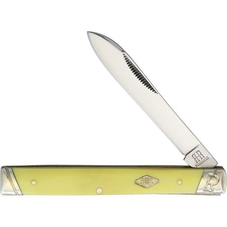 Rough Rider 1732 Doctors Carbon Steel Spear Blade Knife with Yellow Smooth Synthetic Handle