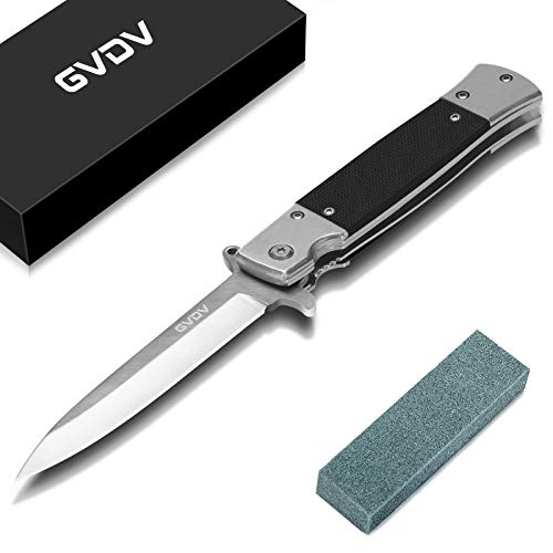GVDV Folding Pocket Knife with G10 Handle 7CR17 Stainless Steel EDC Knife