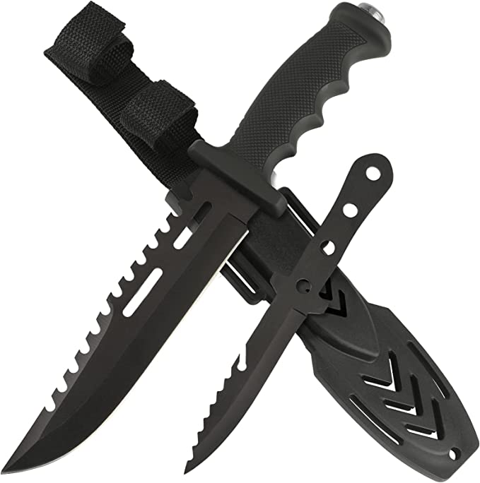 DISPATCH Outdoor Survival Knife With Sheath and 12" Small Knife Enclosed (DP0136-BK)