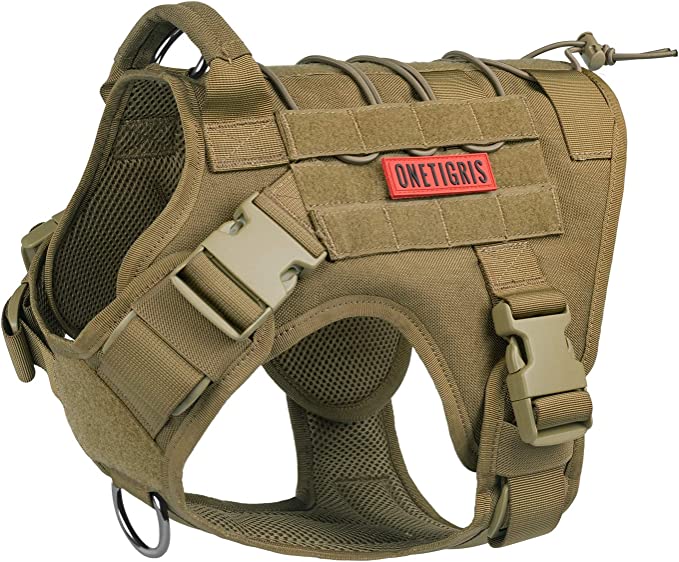 OneTigris Tactical Dog Harness - Fire Watcher Comfortable Patrol Vest (Coyote Brown, X-Large)