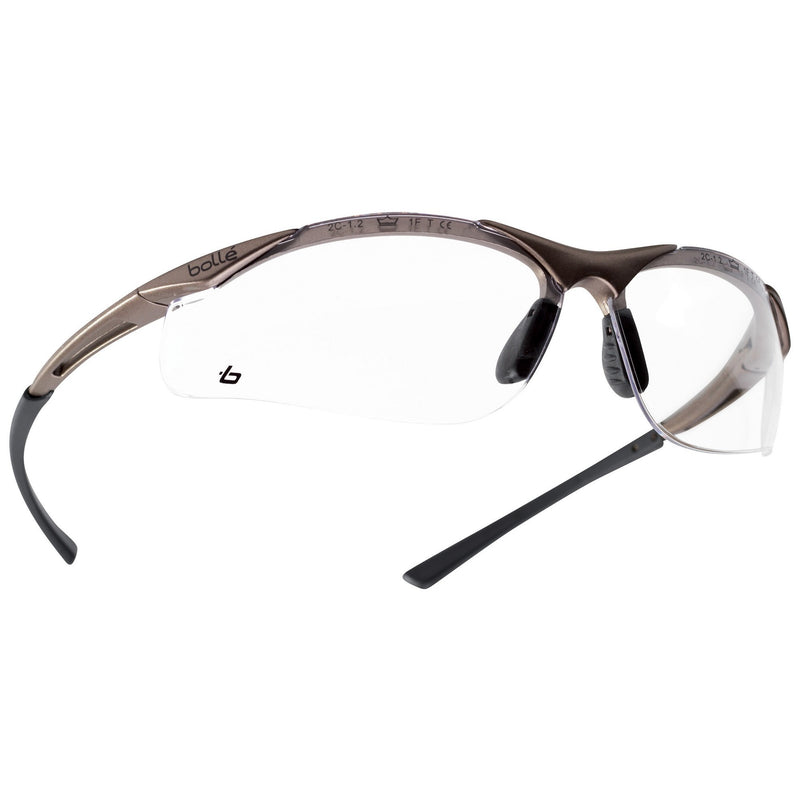 Bolle Contour Safety Glasses - Dark Gunmetal Frame - Clear Anti-Fog Lens