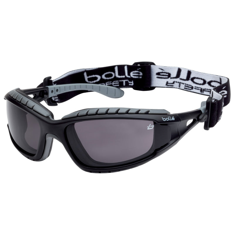 Bolle  Tracker Safety Glasses/Goggles - Black/Grey Temples - Smoke Anti-Fog Lens