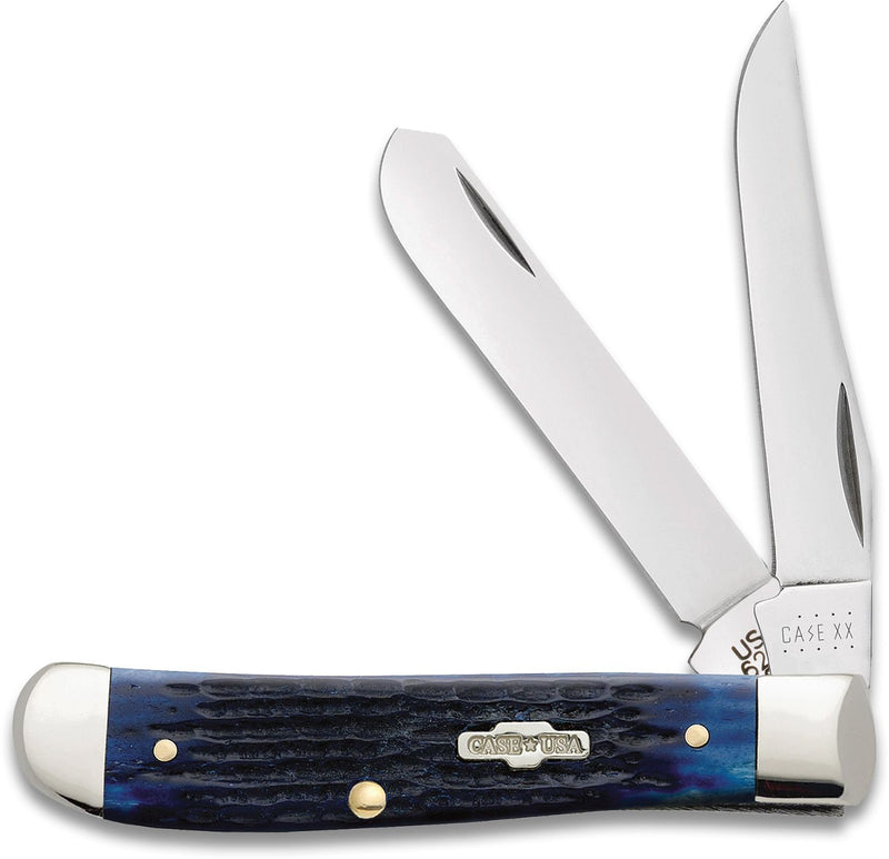 Case Blue Bone Handle Mini Trapper 3-1/2" Closed