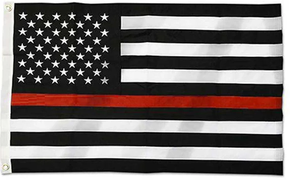 Thin Blue Line USA brand Durasleek™ - Thin Red Line American Flag - Sewn & Embroidered - 2 X 3 feet