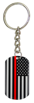 USA Red Line Dog Tag Keychain