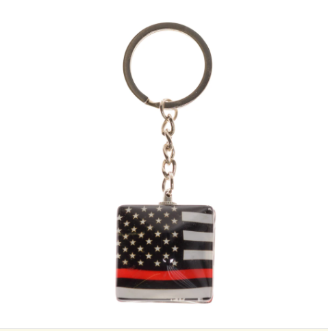 Pine Ridge Thin Red Line Small Square Key Chain