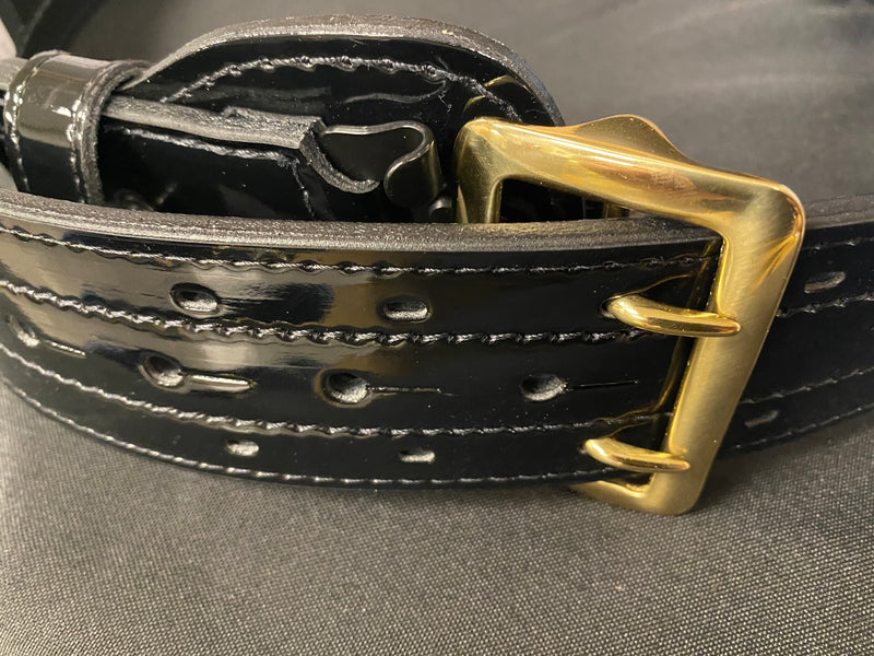 Boston Leather Sam Browne Belt, Four-Row Stitched, 2.5"