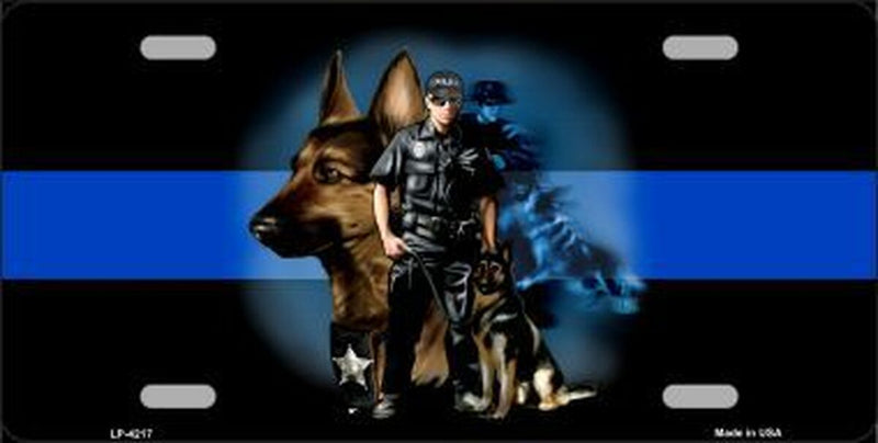 Smart Blonde - Thin Blue Line Police K-9 Metal License Plate