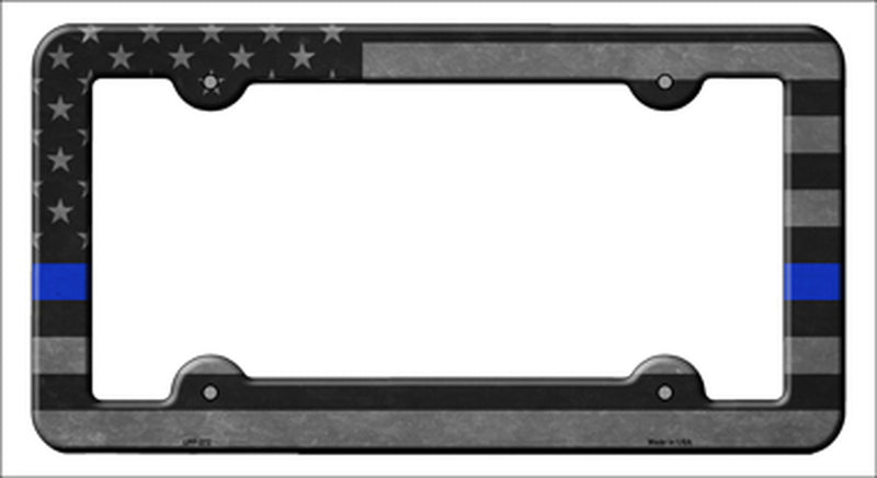 Smart Blonde - Black Thin BLUE American Flag Metal License Plate Frame