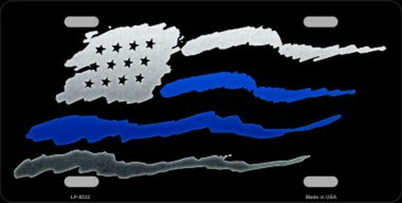 Smart Blonde - American Flag Thin Blue Line Metal License Plate