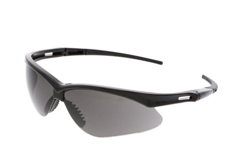 MCR Memphis Series Black Safety Glasses with Gray Lenses MAX6® Anti-Fog Coating Wrap Around Lens Design