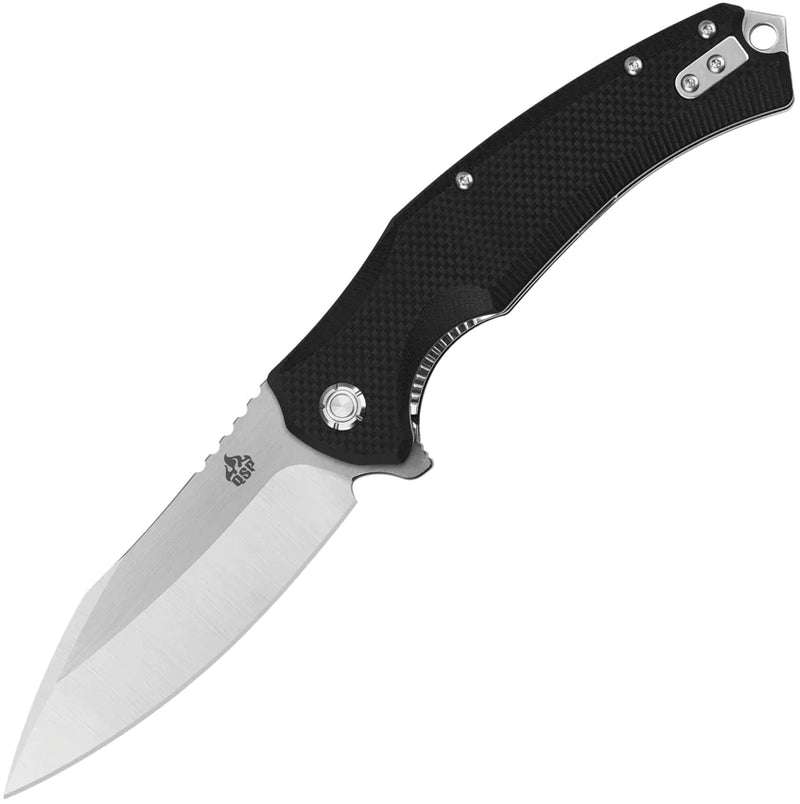 QSP Knife Snipe Pocket Knife Linerlock Black G10 Folding D2 Steel Clip