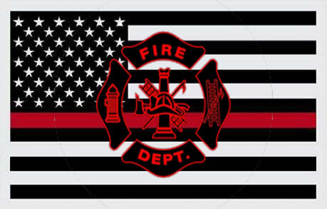 Flag 3'x5' Red Line with Fire Logo