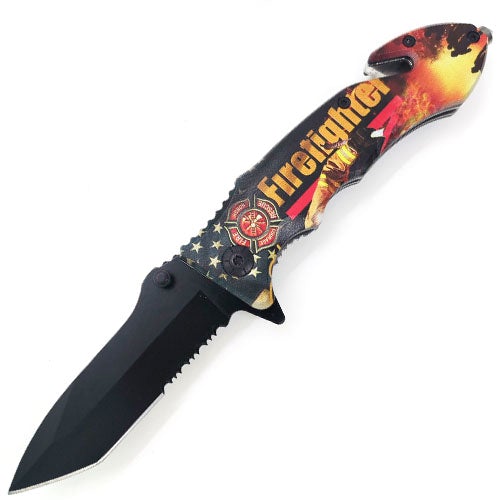 Tiger USA Spring Assisted Knife American Fire Fighter