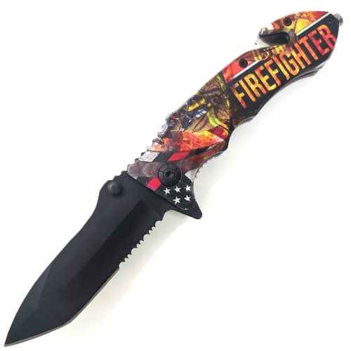 Tiger USA Spring Assisted Knife American Fire Fighter