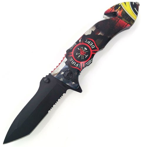 Tiger USA Spring Assisted Knife American Fire Fighter