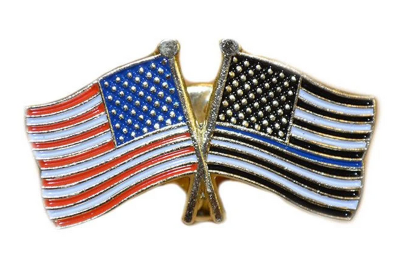 Thin Blue Line American Flag and American Flag Pin