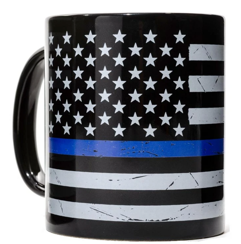 Thin Blue Line Distressed American Flag Coffee Mug