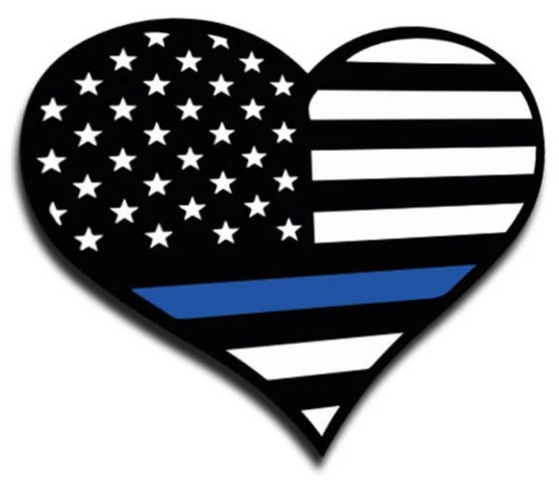 Thin Blue Line Heart Sticker  - 4 X 4.5 INCHES