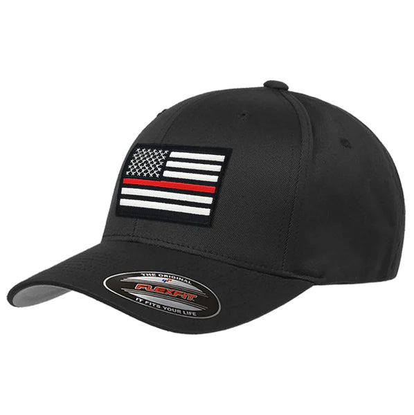 Thin Blue Line FLEXFIT THIN RED LINE FLAG HAT, BLACK