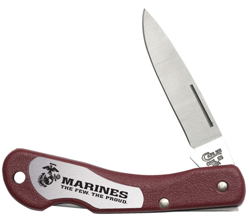 CASE XX Marines Red Zytel Mini Blackhorn Lockback Stainless Pocket Knife - 13184