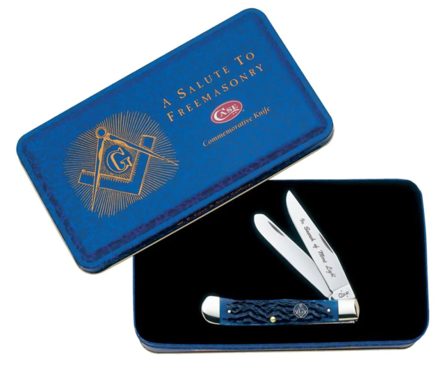 CASE Trapper Masonic Folding Knife Blue Bone Folder - 01058