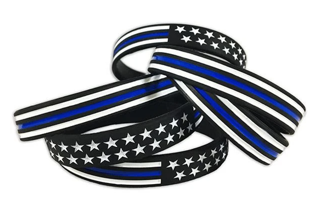 Thin Blue Line American Flag Silicone Bracelet